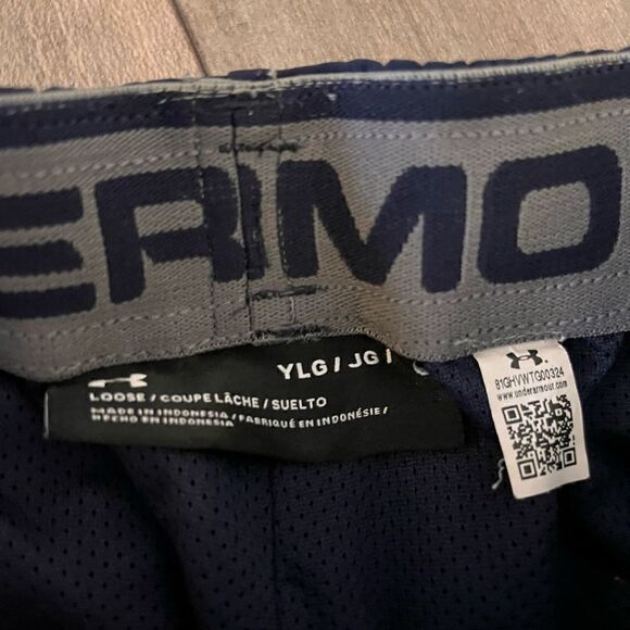Under‎ Armour Navy Athletic Workout Pants Men S or Youth Large - Picture 3 of 4